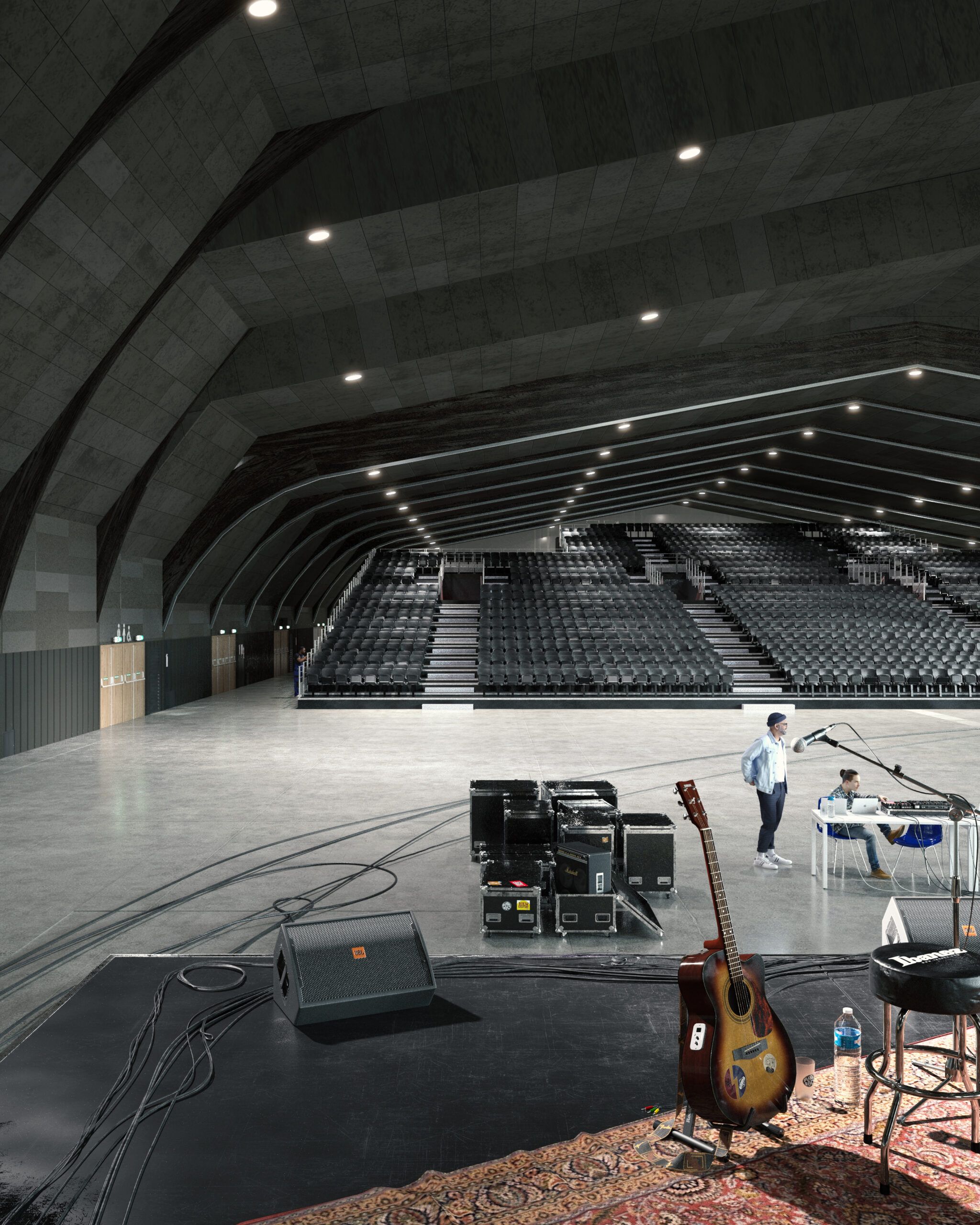 Kerto® Q pour renforcement de structure - projection vue intérieure tribunes